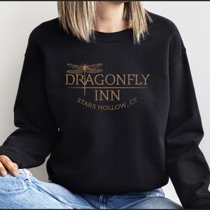 Gilmore Girls Dragonfly Inn Stars Hollow Black Sweatshirt - Size Small - NEW!!!
